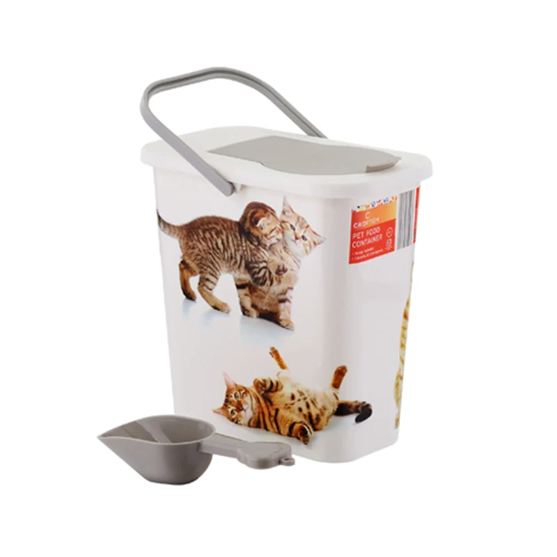
SA-2060 Manufacturer Plastic Tin Cat Pet Dog Food Storage Container With Spoon 