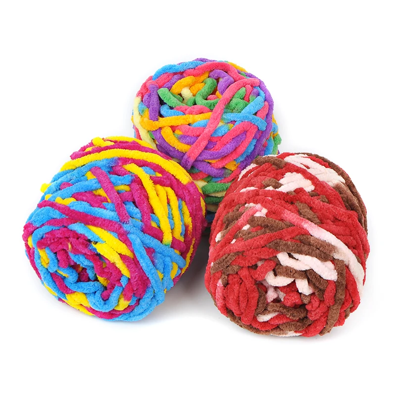 
Wholesale 100% Polyester Jumbo Fluffy Arm Knitting Ice Line 1Ply Chunky Chenille Thick Yarn for Hand Knitting 