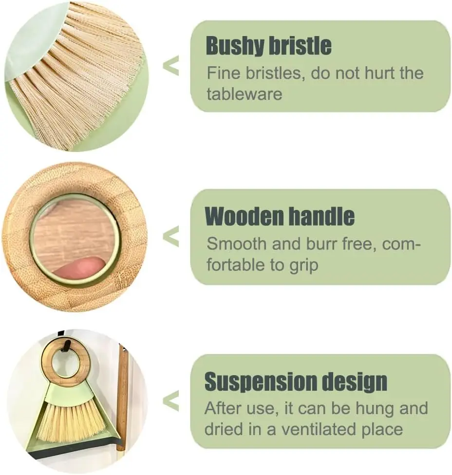 Desktop Sweep Broom and Dustpan with Bamboo handle