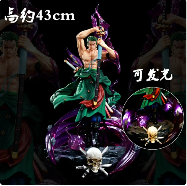 Anime One Piece GK Monkey D Luffy Roronoa Zoro Vinsmoke Sanji Action Figure with LED Collection Statue Model Children Toys