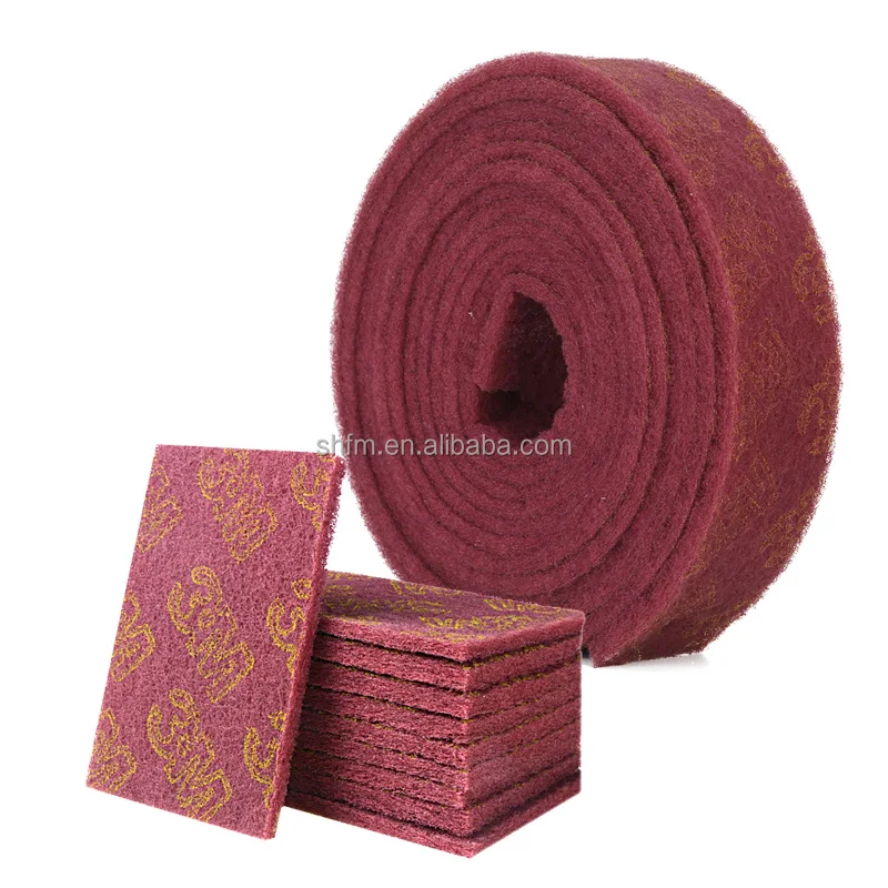 3M 6'*9' 7447 Red Non-woven Abrasive Hand Pad Scouring Pad Duster Ped on Metal Polishing