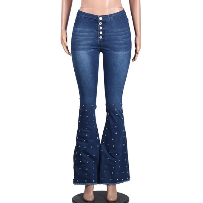 
Wholesale Women Jean Pants Ladies Cotton Denim Pant Lady Flare Jeans 