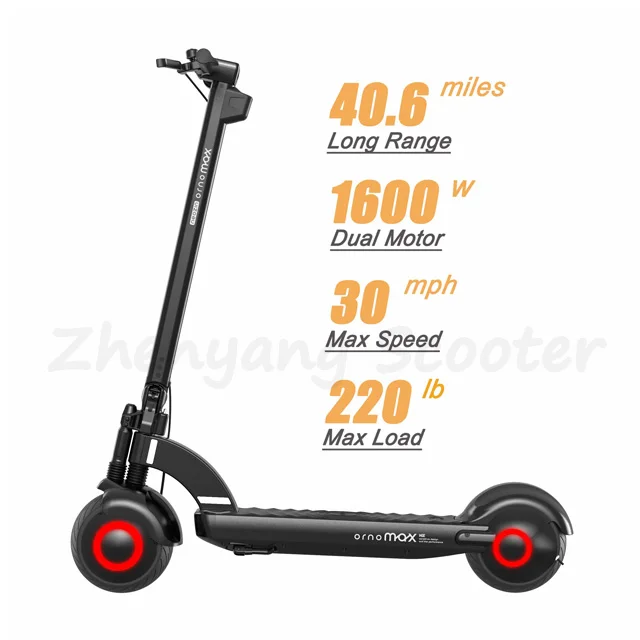 Neozin Orno Max Electric Scooter with 1600W Brushless Motor 30 MPH Max Speed 9 inch Solid Tires and 40 Miles Range for Adult