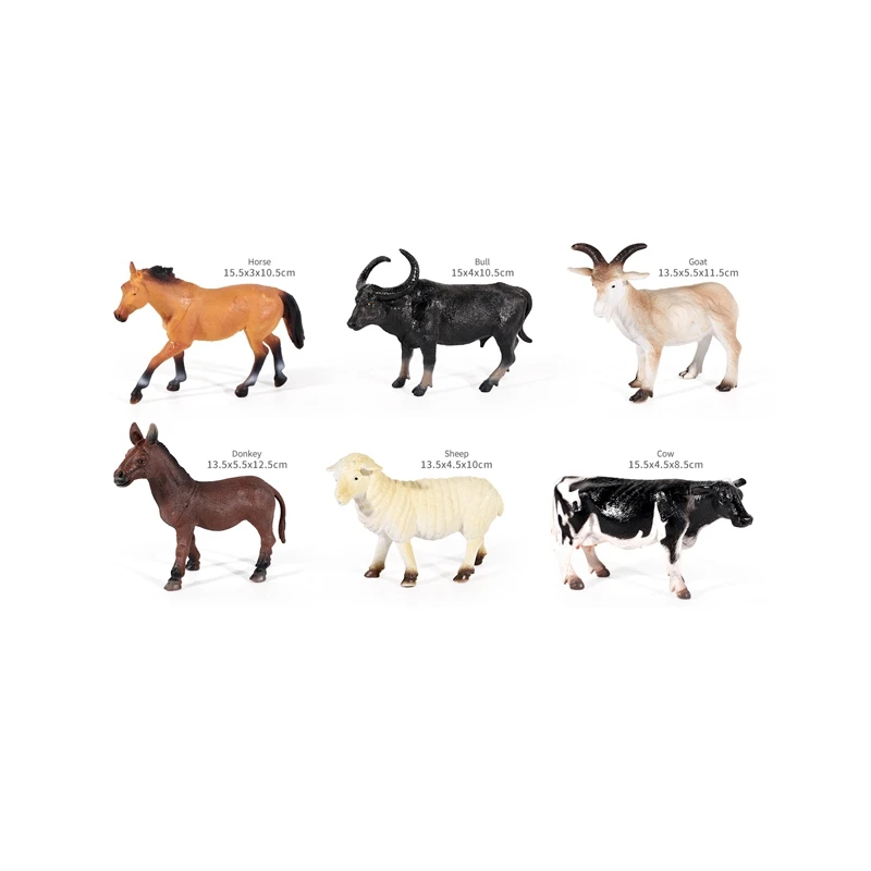 6 PCS/BAG Package 8 Inches 3D Simulation Plastic PVC Indoor Play Barn Farm Animal Toys For Children