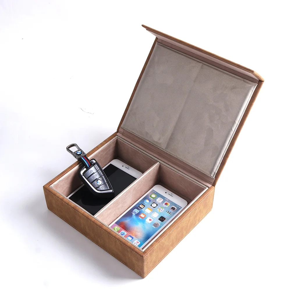 Custom Logo RFID Blocking Box Car Key Signal Block Anti-Theft Key Holder Mobile Phone Box Car Keys Fob Protector Faraday Boxes