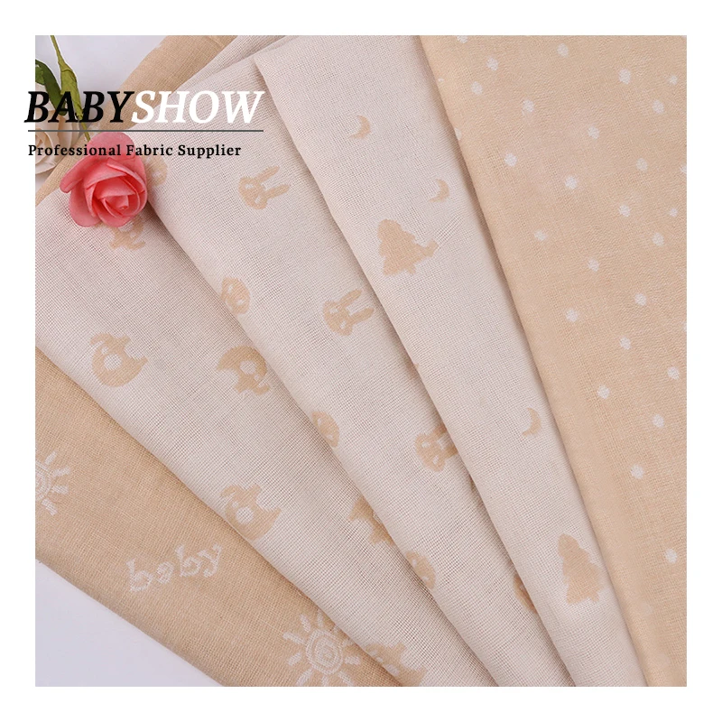 100 % Cotton Soft Dot Fabric Eco Friendly Cotton Muslin Fabrics Organic Three Gauze Baby Clothes Fabric