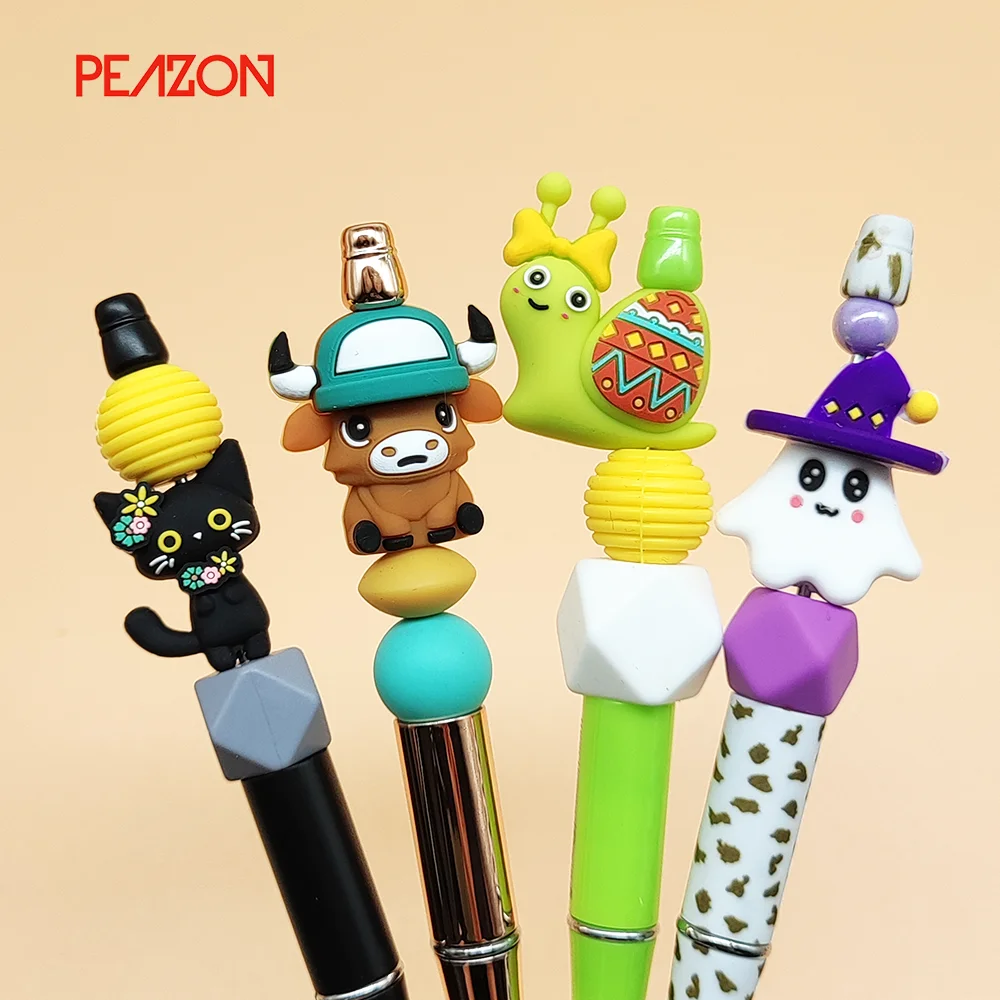 Wholesale Discount Colorful 15mm New Focus Silicone Alphabet Beads  for Fountain Pens 3d Focal Beads