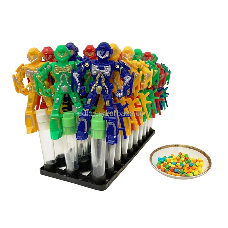 Plastic Robot Toys With Empty Candy Tube for Candy Package