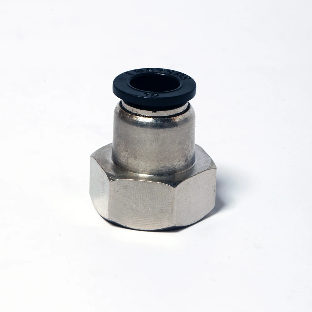 HPCF10-01 pneumatic fittings brass nickeling female thread straight connector push in fittings CHINA WENZHOU  FACTORY