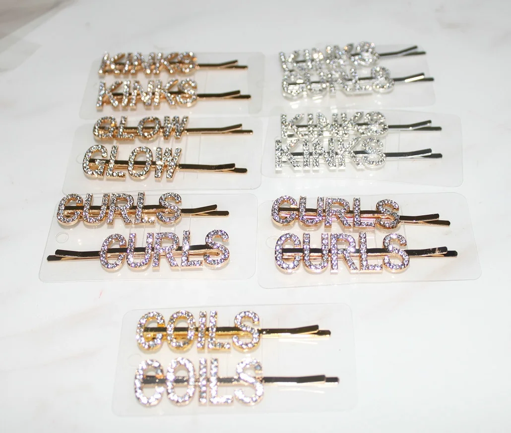 FREE CUSTOMIZED Mixed glitter gold rhinestone hair bobby pin for gril silver bling diamond capital name letters hair bobby clips
