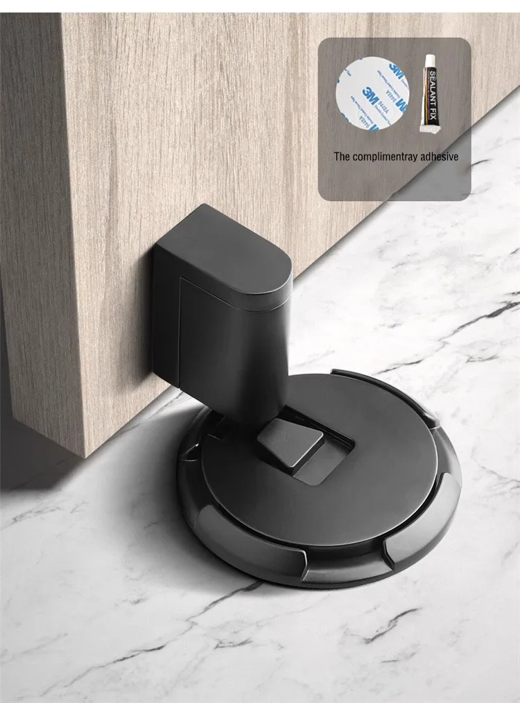 Modern Zinc Alloy Floor Mounted Door Stopper No Magnetic Windproof Stopper Silent Invisible Non Perforated Door Holder