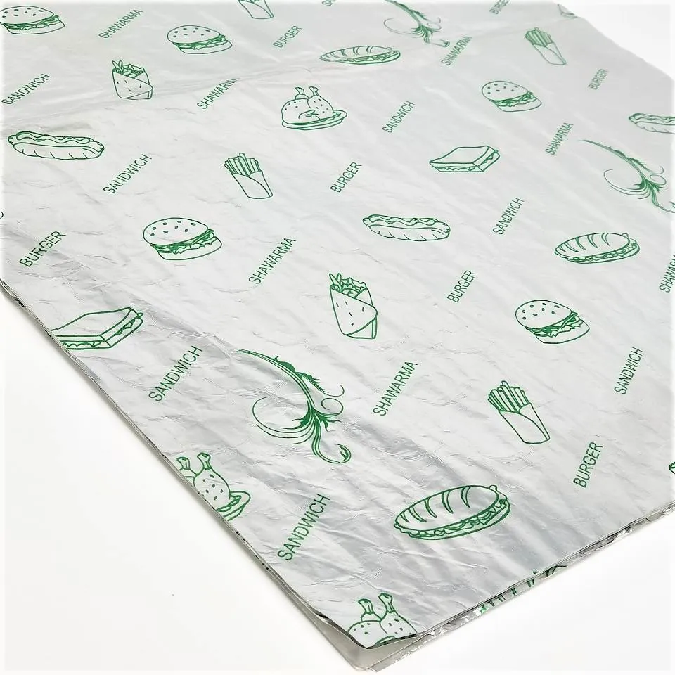 
Wrapping Paper Custom Printed Logo Burger Foil Customized Logo and Size Wrap Foil Burger Sandwich Paper 
