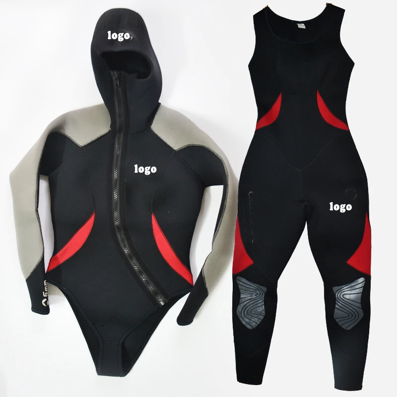 
Custom Best dive wetsuit 2 piece set suit freediving spearfishing 5mm neoprene wetsuits 