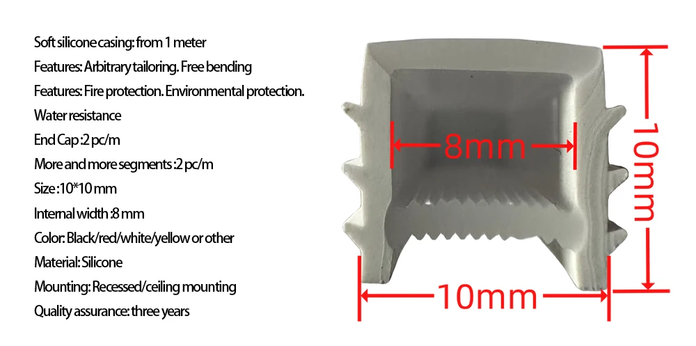 LED Strip Light Silicone Neon Tube Waterproof Decoration High Transmittance 100% Purity Silicone Cover