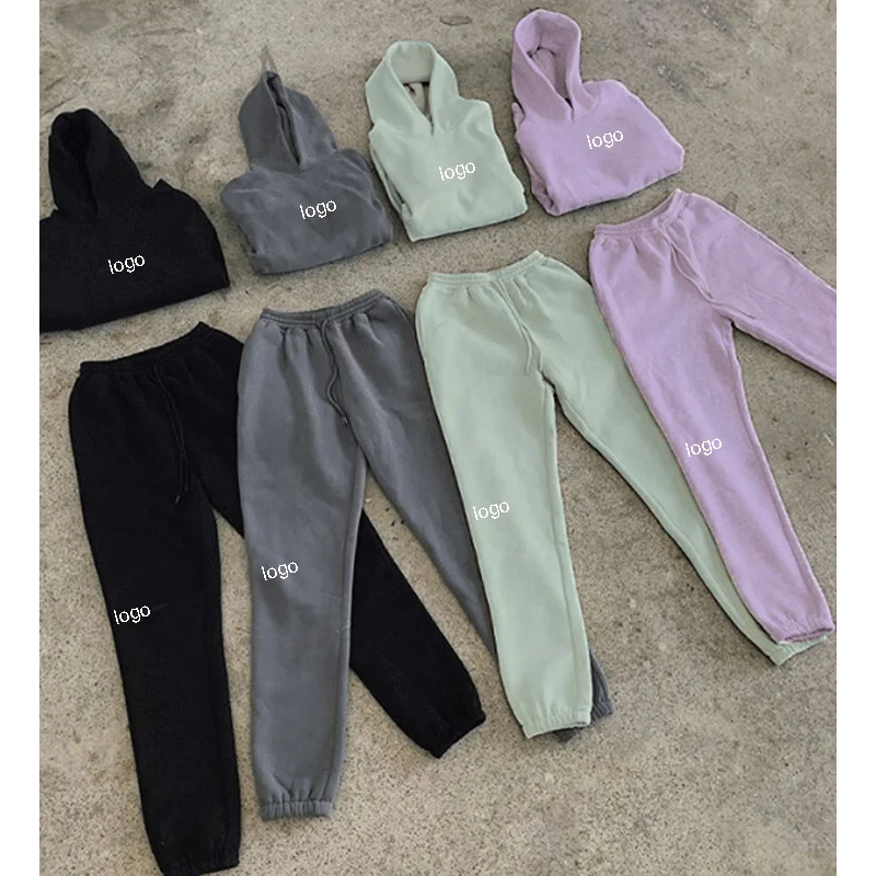 custom  fleece French terry tracksuits for men and women thick unisex sweatshirt jogger sweat suits jogging sweatsuit set