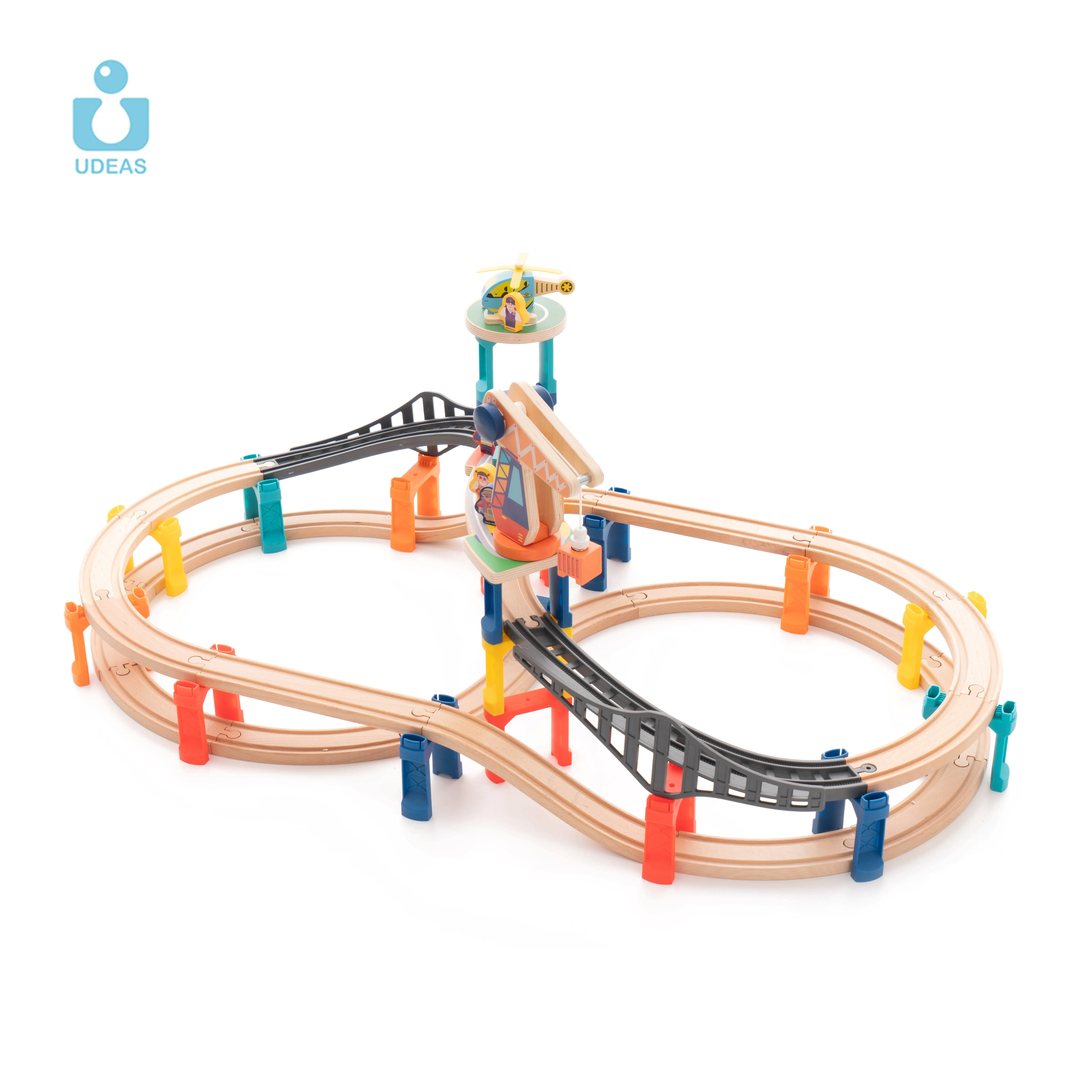 UDEAS Exercise Hand-On Ability DIY Railway Train Set Builder Wooden Big Track Toy