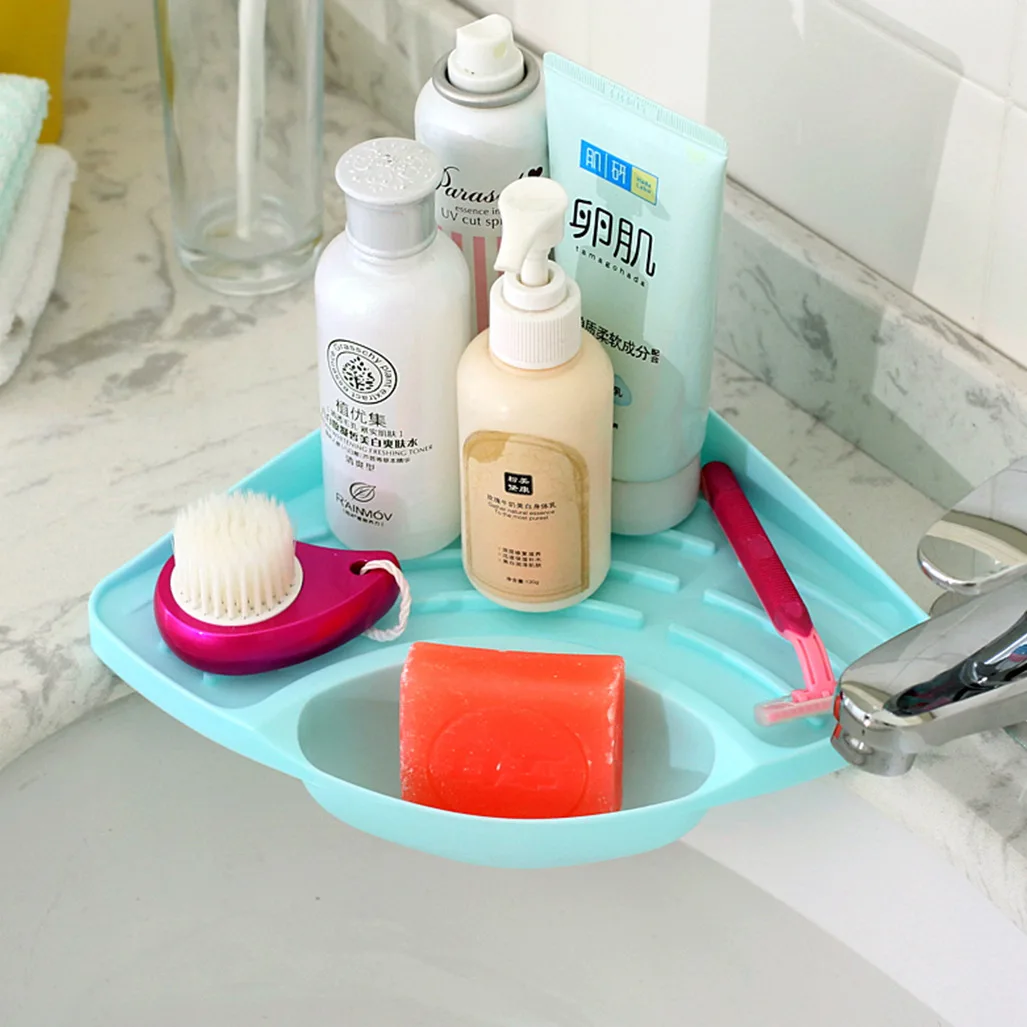 New Practical Kitchen Sink Corner Storage Rack Sponge Holder Wall Mounted Tray Kitchen Organizer Shelf Accessories Spice Rack