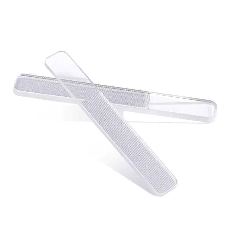 Custom printed logo box shaped glass nail file Double sided nail polish file Durable nano glass nail file