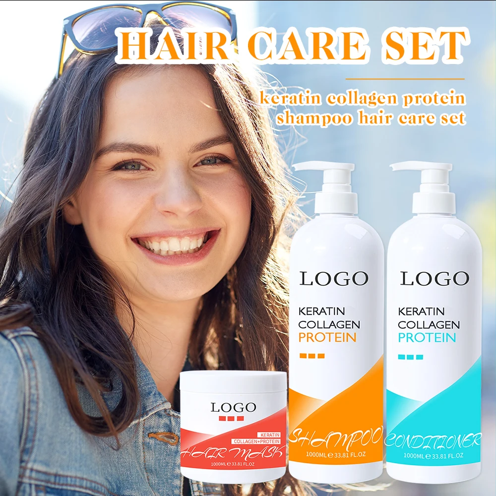 Private Label Natural Organic Hair Repair Curly Collagen Hair Mask Argan Oil Shampoo And Conditioner Set