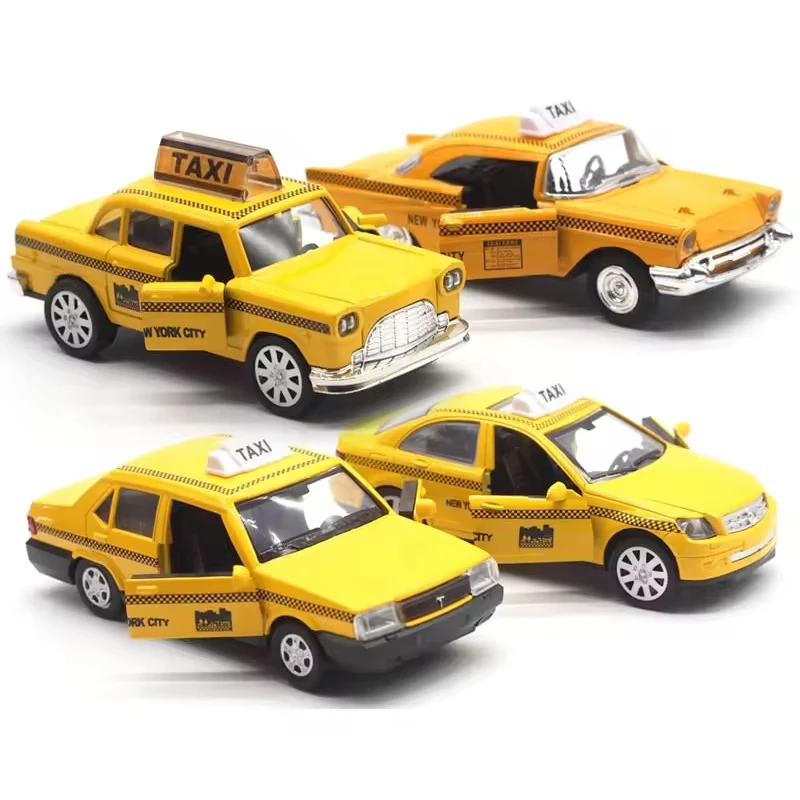 Hot Selling Simulation Alloy Pull Back Car Toys 1/32 Diecast Model Toy Vehicle Pull Back Alloy Taxi Car With Open Door