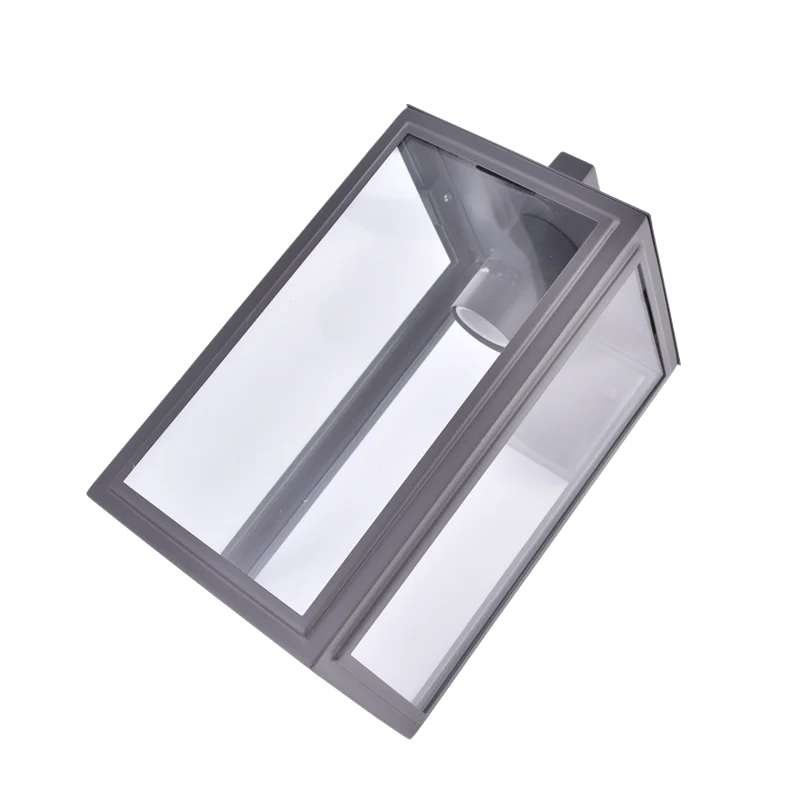 modern black stainless steel square single box clear glass shade outdoor wall lantern light sconce