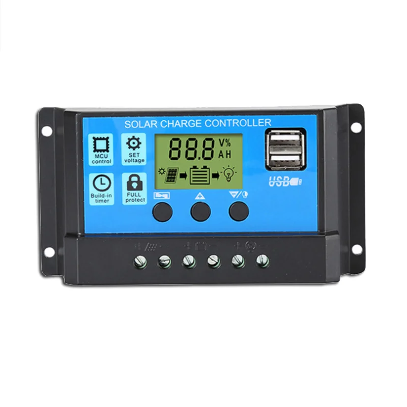 Контроллер на солнечной батарее Jesudom Pwm 12V24V Auto 30A20A10A с ЖК-дисплеем
