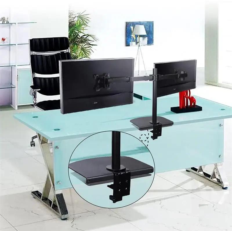 Monitor Mount Reinforcement Plate for Thin, Glass and Other Fragile Tabletop,Steel Bracket Plate Fits Monitor Stand C-Clamp