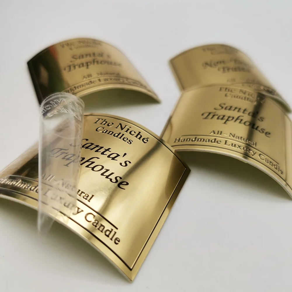 Professional OEM Custom Logo Embossed Metal Aluminum Label Sticker For Packaging matte labels with gold