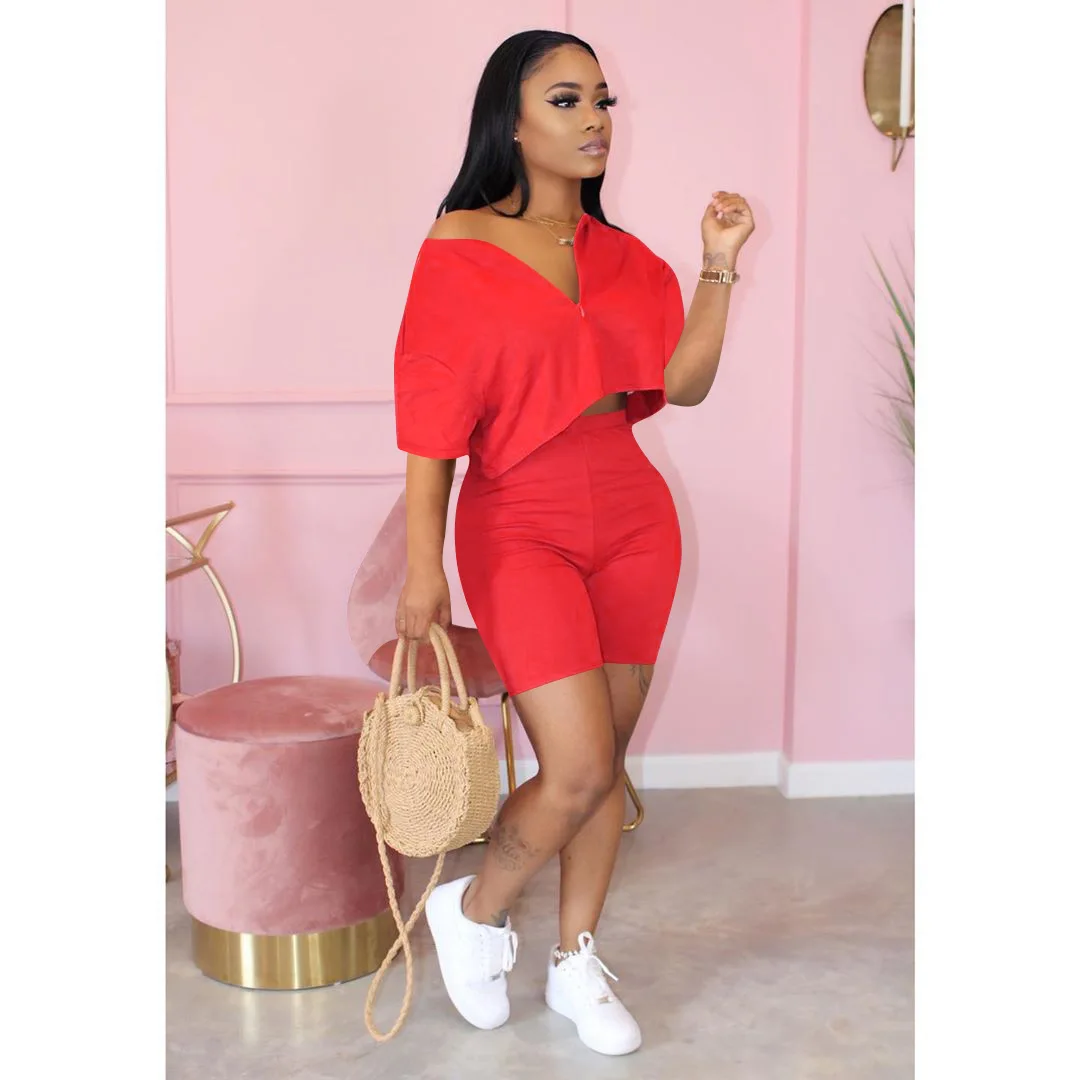 Модный новый рынок 2021 года, Женский повседневный комплект из 2 предметов с коротким рукавом