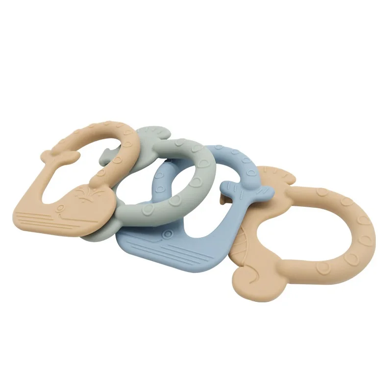 New Product Silicone Teether Whale Hippocampus Sea Horse Shape Cute Silicone Baby Teether Toy
