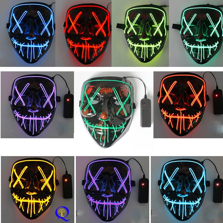 Custom Party Plastic El Wire Mask Flashing Neon LED Purge Mask For Halloween