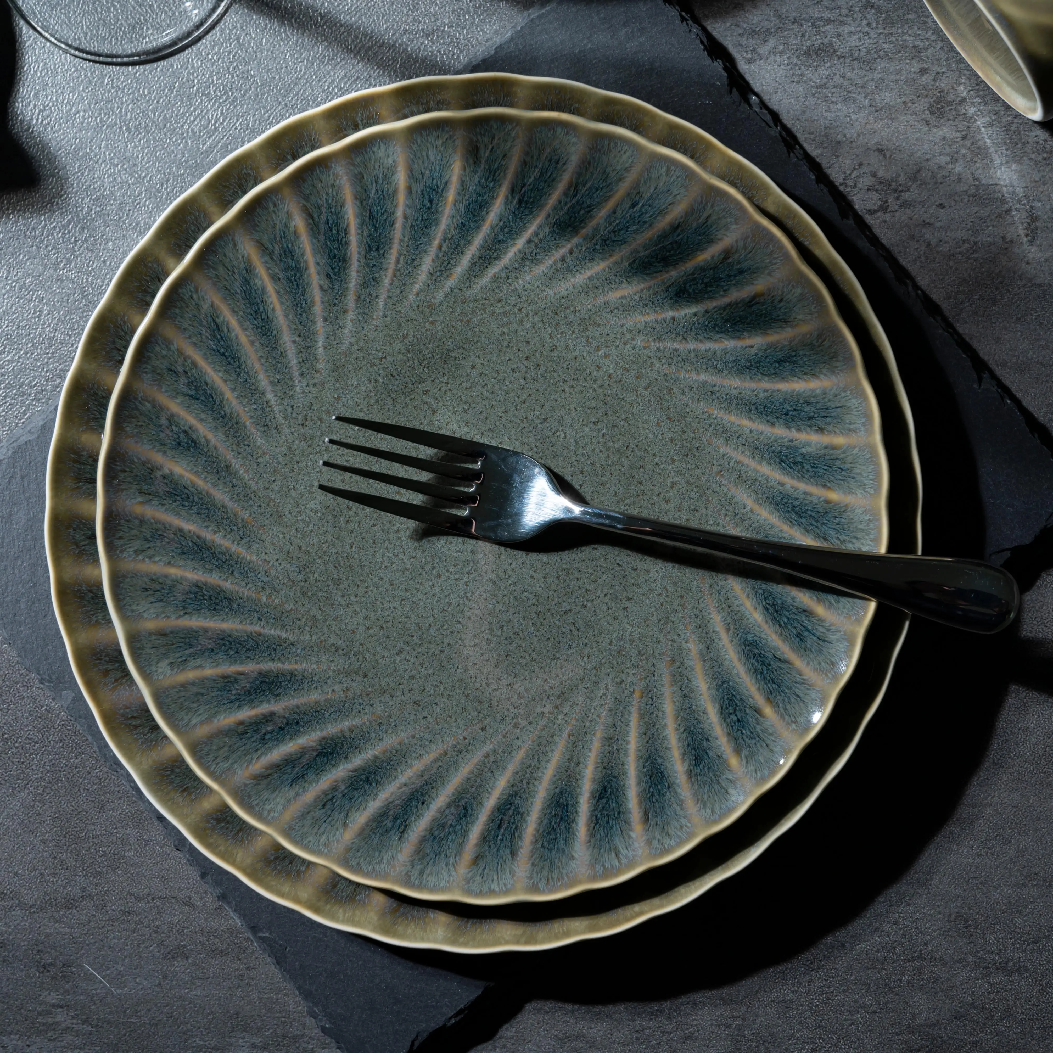 PITO Vintage Porcelain Ceramic Reactive Glaze Dinnerware Plates Dish Bone China Reactive Glaze Ceramic Plates