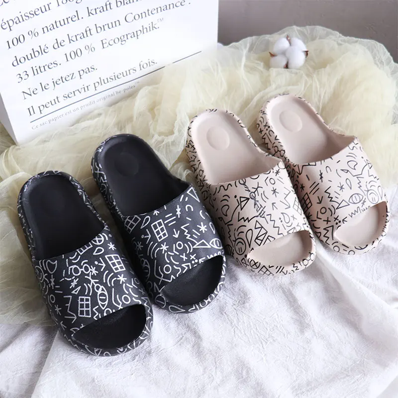 OEM Slides Women Men Shoes Summer Printed EVA Plastic Cartoons Prints  Adult Slipper