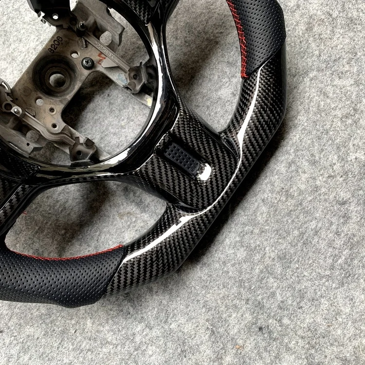 Factory price custom top flat bottom flat with perforated leather with carbon fiber steering wheel for Mitsubishi EVOX