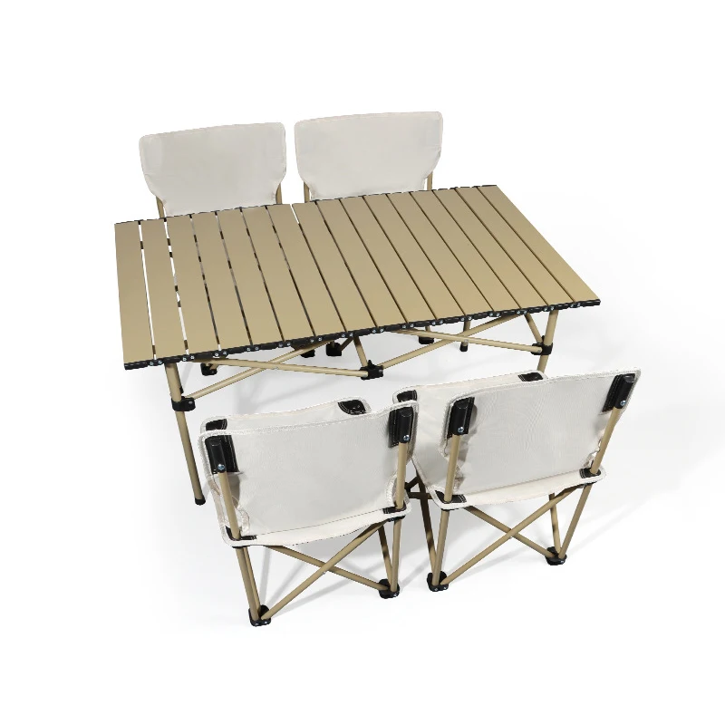 Outdoor Furniture Portable Roll Up Aluminium Heavy Duty Folding Foldable Camping Table And Chairs Set