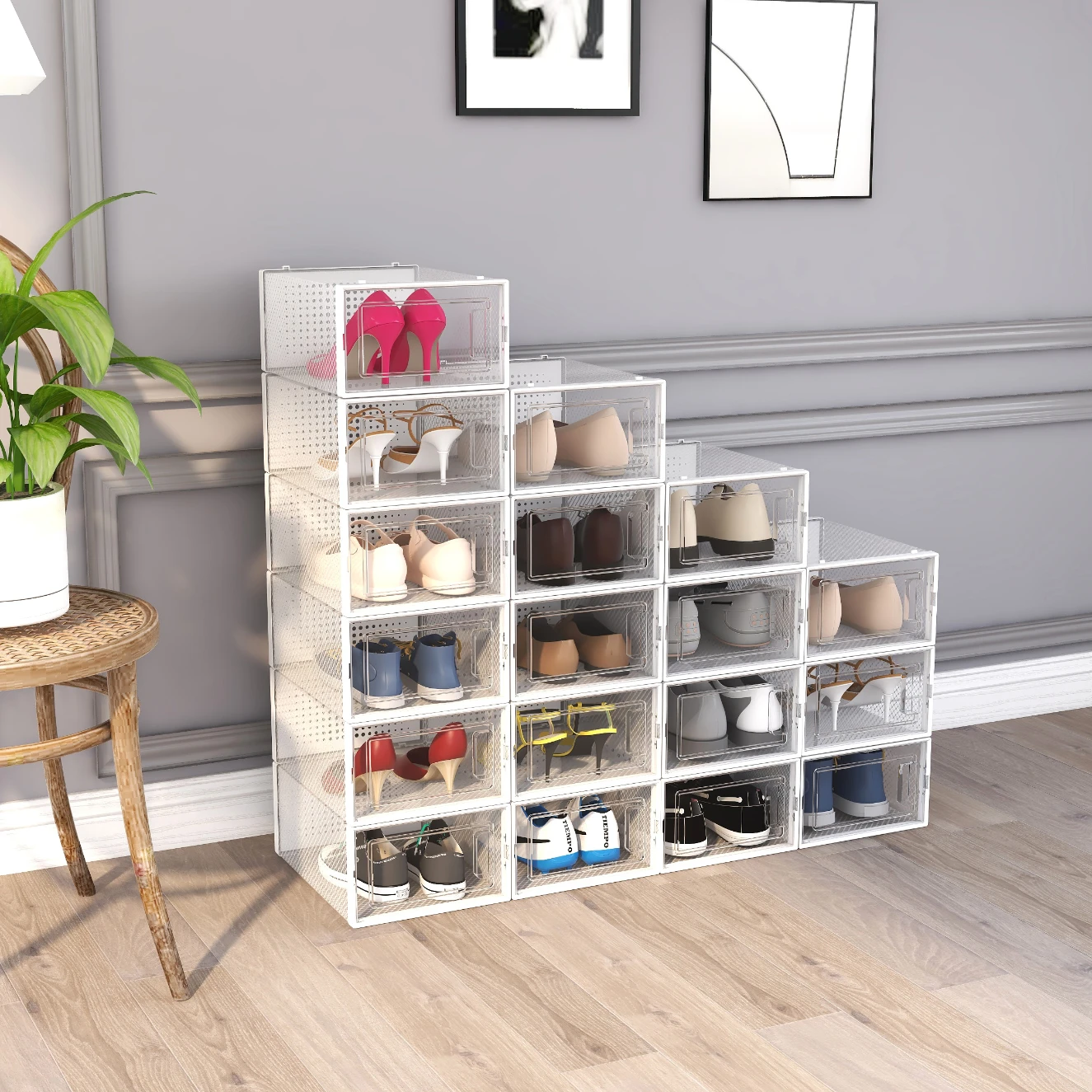Stackable Clear Plastic Shoe Storage Box Wholesale