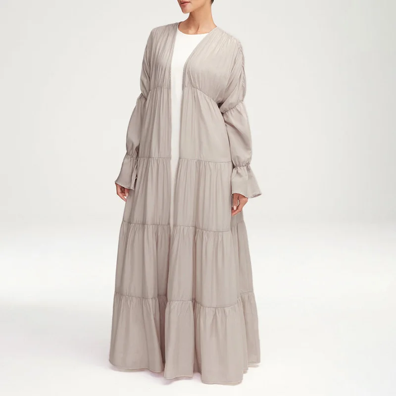Dubai Turkey Arab Elegant Chiffon Kimono for Women Muslim Solid Color Open Islamic Clothing Muslim Dresses Abaya