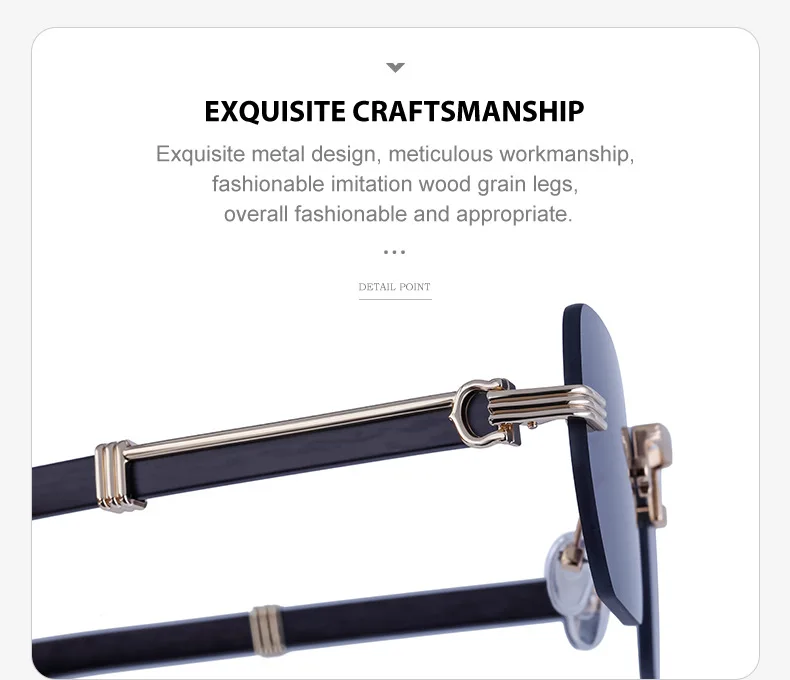 China Wholesale Small Square Shades Glasses man own brand Rimless Metal Diamond Cut Sunglasses Luxury Wood Sunglasses