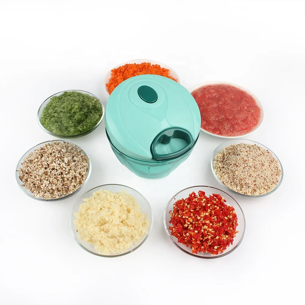 Teal Mini Chopper Onion Vegetable Garlic Onion Chopper Thread Pull with 3 Blades