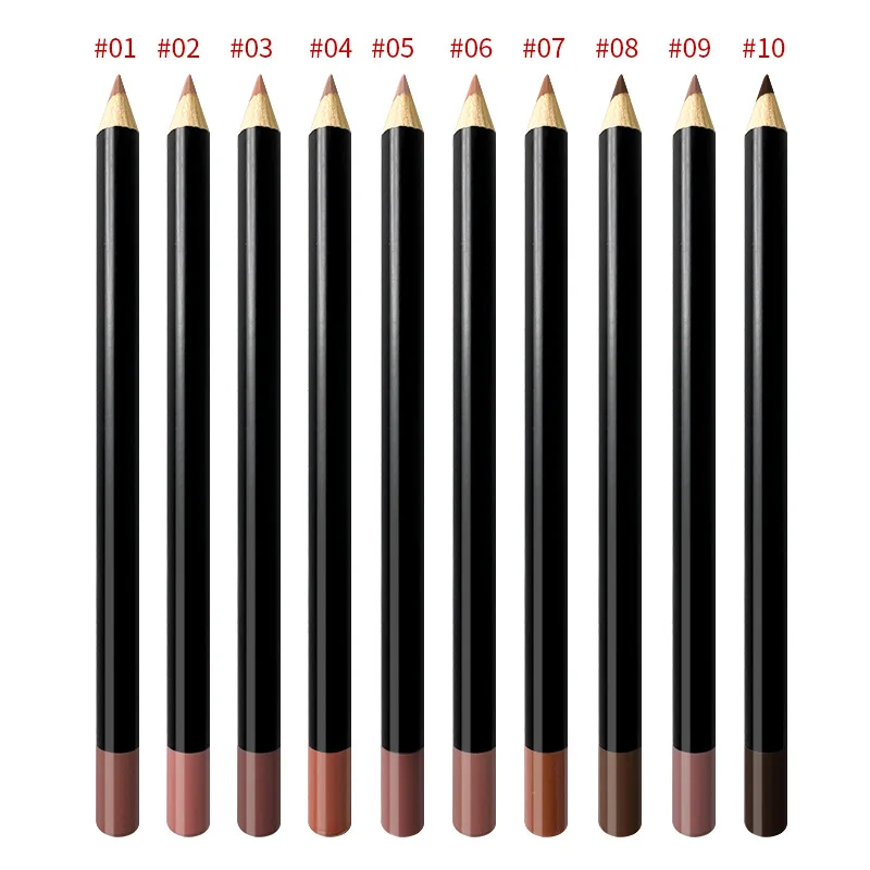 NO Logo 20 color private logos lipliner lip liner vegan Waterproof Wooden Nude Easy To Color Lipliner