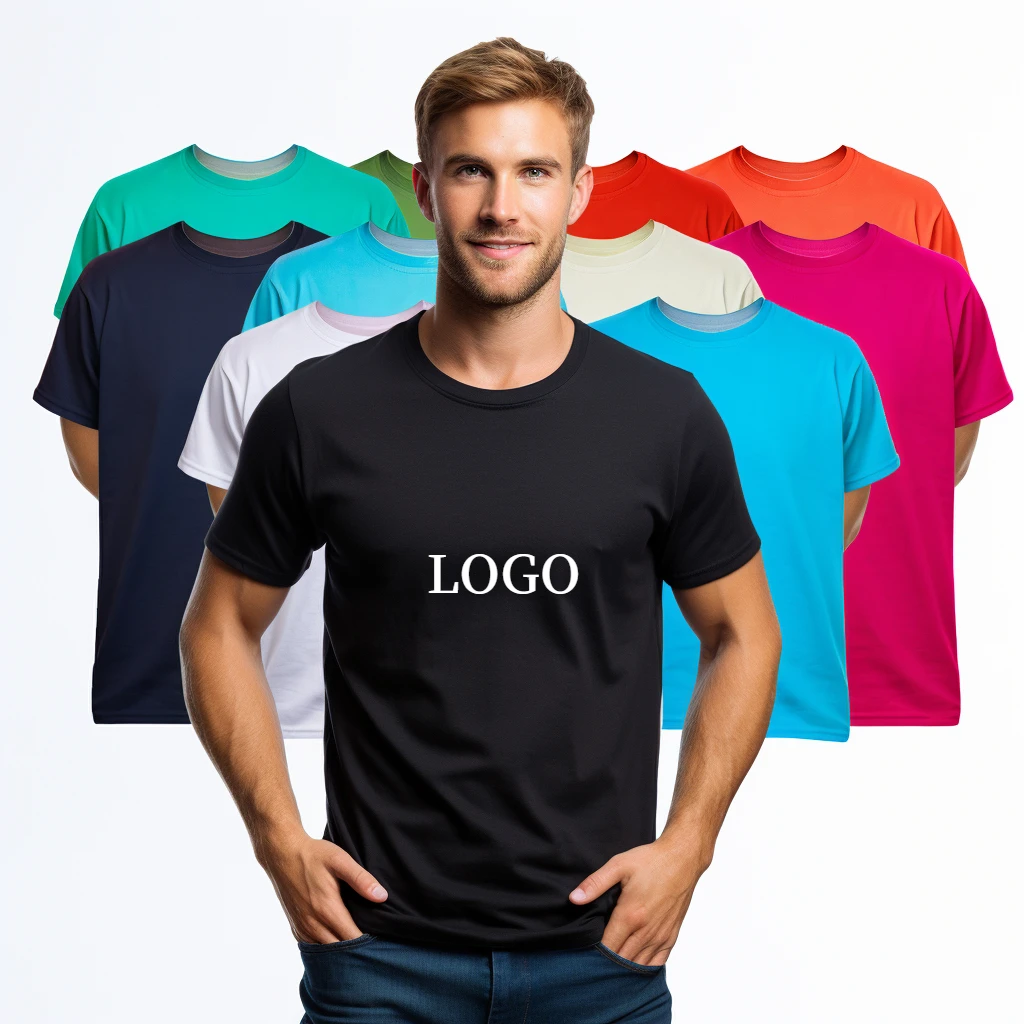 Professional custom printed embroidered logo 60 cotton 40 polyester men t shirt with pocket