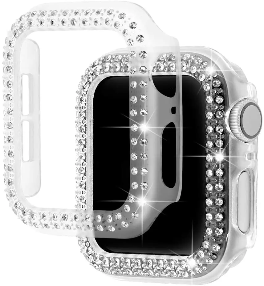 Блестящий Алмазный защитный чехол-бампер для Apple Watch Series 6 SE 5 4 3 2 1 Gold Concept iwatch 40 мм 44 38