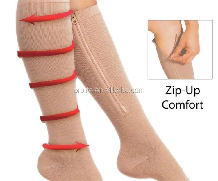 
ProLife Medical Knee-high Open Toe Compression Socks Zipper 20-30mmHg 