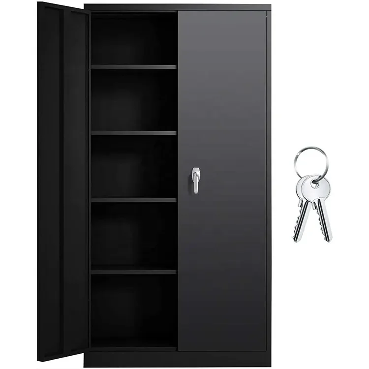 Wholesale steel filing cabinet garage storage cabinet 2 door lockable with 4 adjustable shelves metal storage cabinet