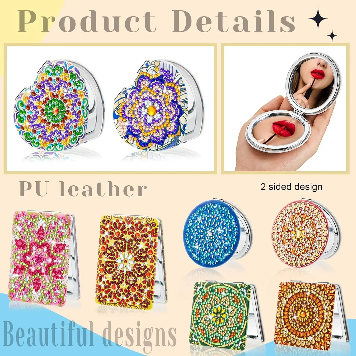 Custom 3d Diamond Frame Chrome Metallic Gel Mirror Painting Nails Wall Mirrors Walls Flower Paintings