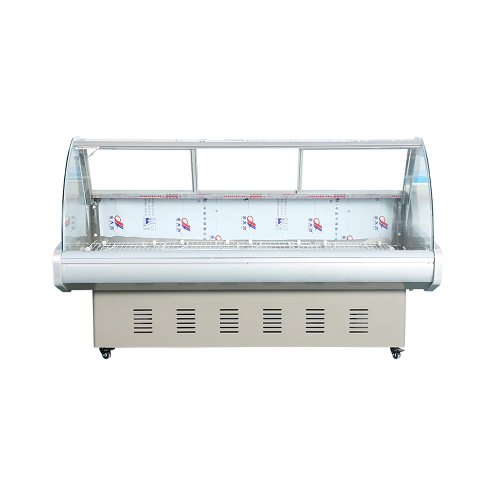 Изогнутый передний стеклянный дисплей для мяса холодильник охладитель супермаркет оборудование