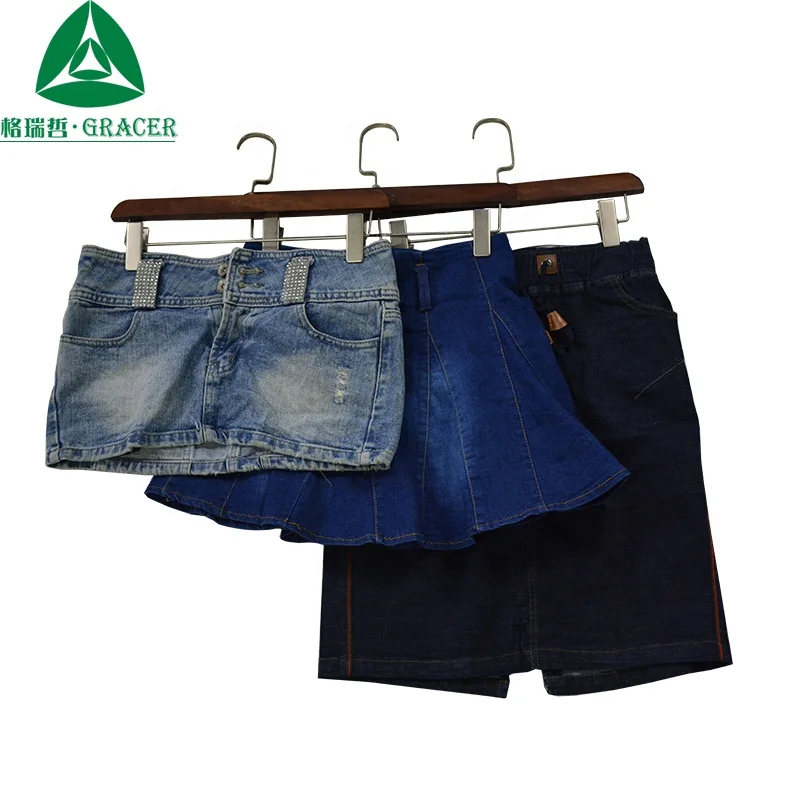 Good quality second hand clothes summer embroidered denim skirt used clothing in vietnam