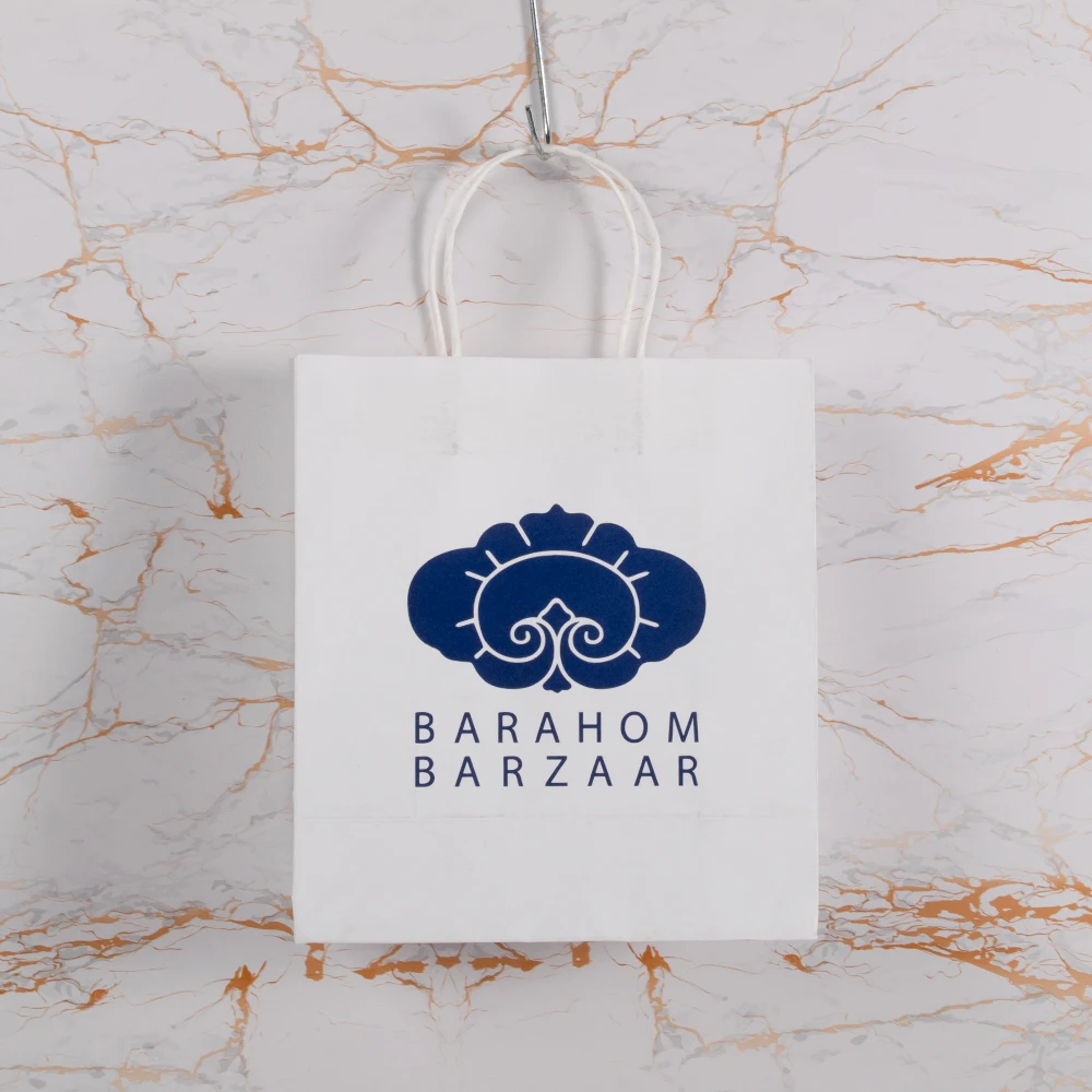 White Kraft Custom Gift Food Drink Packaging Shopping Paper Bag with Handle with Your Own Logo