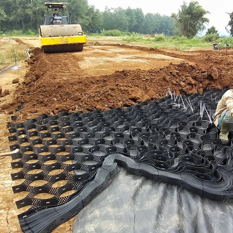 Plastic polypropylene geocell retaining walls for road gravel grid slope protective mesh