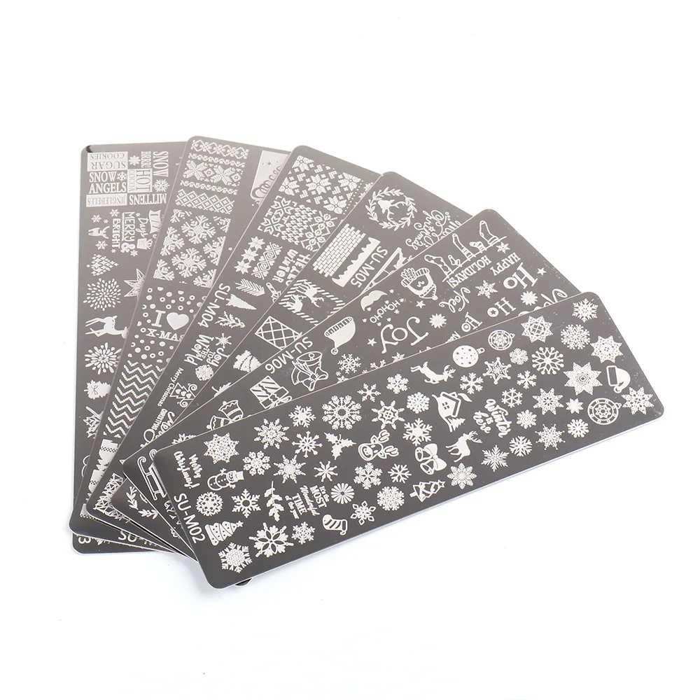 Nail Art Steel Plate Christmas Halloween Pumpkin Snowman Skull Stainless Printing Template stamping nail french